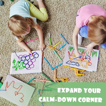 Fine Motor Threading Boards for Kids - Pencil Grasp Fine Motor Toys Sensory Learning Boards for Preschooler, Calm Down Activity Therapy Toys Gifts for 3 4 5 6 Year Old Kids Boys Girls