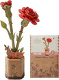 3D Flower Wooden Puzzles for Adults-Red Carnation, DIY Wooden Flowers Model Kit Building Set Crafts for Adults to Build, Botanical Collection/Ideal Creative Gift Ideas/Housewarming (124PCS)