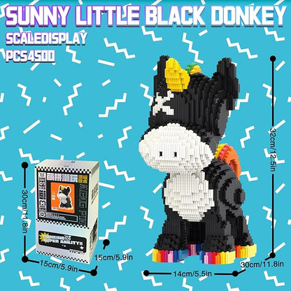 Black Unicorn Animal Micro Building Blocks Set Black Donkey Model Gift for Adults and Kids 4500 Pieces