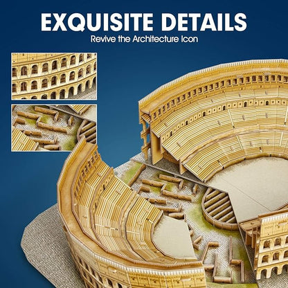 CubicFun 3D Puzzle for Adults Kids Rome Colosseum Jigsaw Italy Architecture Model Kits DIY Toys with Booklet Birthday Gift for Boys Girls Age 8+, 131 Pieces Valentine's Day Gift Easter Gifts Puzzles