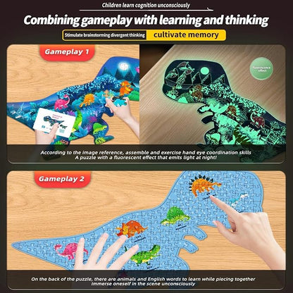 OLMZIHYVD Floor Puzzles for Kids Ages 3-5, 106 Pieces Glow in The Dark Whale Puzzle, Educational Gifts for Boys Girls and Animal Lovers, Ideal for Indoor and Outdoor Play, 27.8" × 21.5"