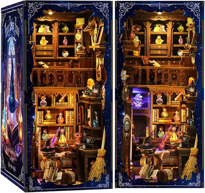 Book Nook Kit - DIY Miniature Dolls House Kit with Furniture and LED Light, 3D Puzzle Wooden Art Bookends, Model Kits for for Adults and Teens (Magic Potion Shop)