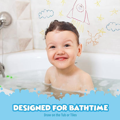 Tub Works® Smooth™ Bath Crayons Bath Toy, 24 Pack | Nontoxic, Washable Bath Crayons for Toddlers & Kids | Unique Formula Draws Smoothly & Vividly on Wet & Dry Tub Walls | Hexagon Grip Bathtub Crayons
