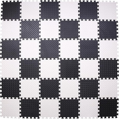 36 Tiles Foam Play Mat for Baby, 0.4 Inch Thick Foam Interlocking Floor Mats, Soft Non-Toxic Baby Playmat, Solid Colored Puzzle Play Mat Kids Floor Mats for Toddler(White/Black)
