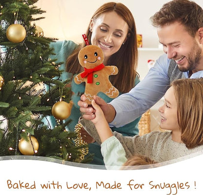June Garden 8" My First Gingerbread Boy Doll – Soft Plush Baby Christmas Toy with Rattle for Infants, Nursery & Home Décor
