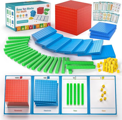 Plastic Base Ten Blocks 143 pcs Place Value Blocks Kindergarten Counting Cubes for Kids Math, Math Manipulatives for Early Counting Math Toy for 1st Grade