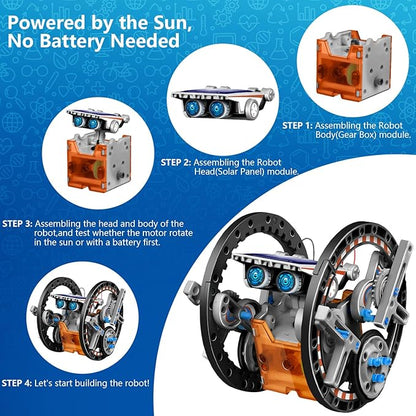 13-in-1 Solar Robot Toys for Ages 8 9 10 11 12 Year Old Boys Girls, STEM Science Kits for Kids Age 8-12, Building Experiments Robotics Kit STEM Projects for Kid Christmas Birthday Gifts (Gray)