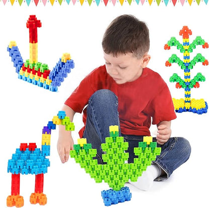 300 Pcs Kids Building Blocks with Storage Bag - Interlocking, Colorful Stem Toys for 3+ Year Old - Connects Building Toys for Kids Learning - Kindergarten Educational Toys for 3-5 Years