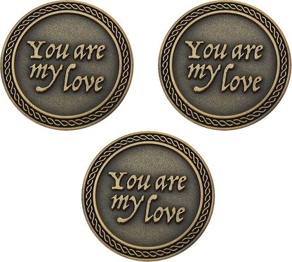 Bulk Set of 3 Romantic Love Expression Coins, You are My Love, with You Forever Won't Be Long Enough, Anniversary Pocket Tokens for Date Night, Love Gift for Men & Women, from Him or Her
