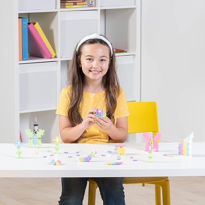 Plus Plus 70 Piece Interlocking Building Blocks for Kids, Open Ended Connecting Toys, Stem Bin Classroom Mini Manipulatives - Pastel Mix Play Tube