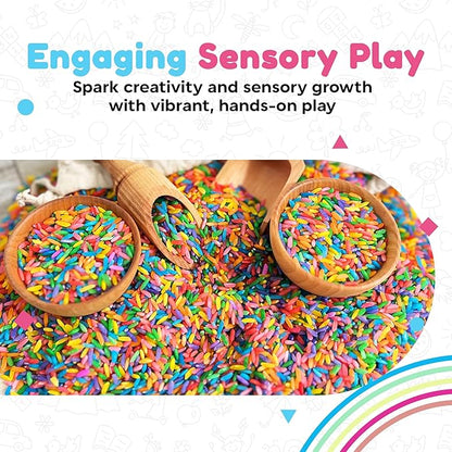 Rainbow Rice Sensory Bin Filler for Sensory Table - Colored Rice for Sensory Play (4 Cups - 2LB)