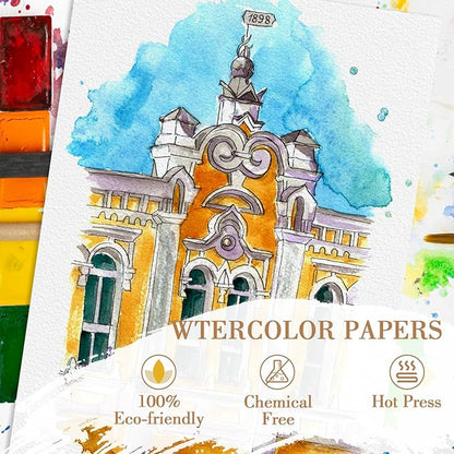 150PCS 7x10 Watercolor Paper Bulk, 140lb/300g Cold Press Thick Water Color Paper Pad for Kid Child Adult, White Art Paper for Drawing Painting Markers Gouache, Textured Cotton Paper Sheets