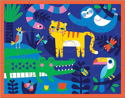 Mudpuppy Rainforest – 12 Piece Puzzle with Reusable Zipper Pouch Featuring Colorful and Fun Illustrations of Jungle Animals Perfect for Easy Storage and Travel