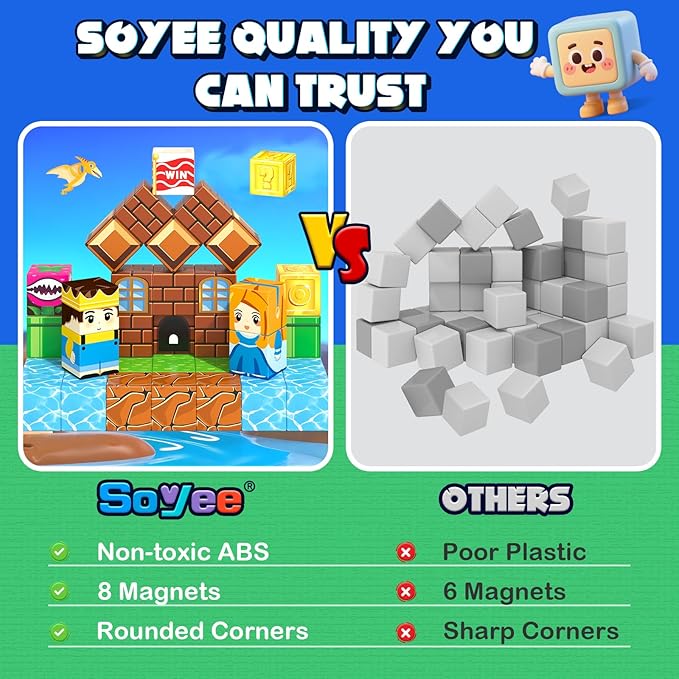 Magnetic Blocks 100PCS Magnetic Building Blocks Cubes Kids Boys Girls Toys for Ages 3-5 5-7 8-10 STEM Sensory Learning Building Magnet Toys 3-12 Year Old Girls Boys Birthday Gift