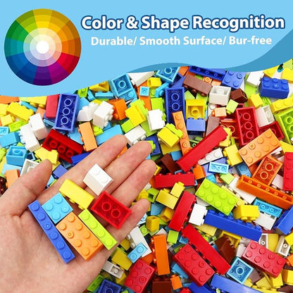 Building Blocks Set 1000PCS Building Bricks, Classic Bulk Building Blocks with 3 Pack 20x20 Studs Baseplates, Compatible with All Major Brands
