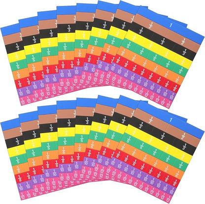 16 Sets Fraction Tiles Set for Math Classroom Fractions Manipulatives Math Learning Manipulatives for Home School Supplies