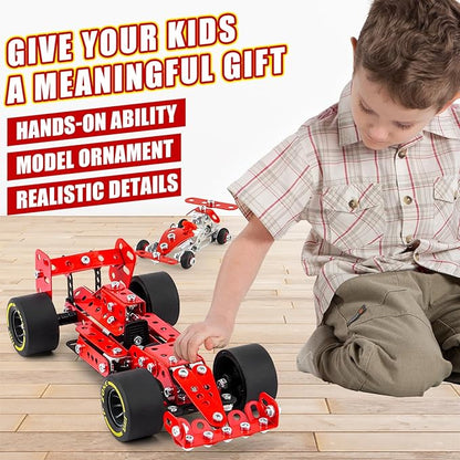 Car Building Kits for Boys 8-12,Building Cars Metal Erector Set,Racing Car Building Kits for Boys 12-15,Assembly Red Vehicle Model for Kids Kids 8+ Years Old（260Pieces）