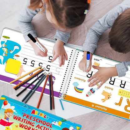 Handwriting Practice Book for Kids, Toddler Preschool Learning Activity for 3 4 5 Year Old, Kindergarten Educational Toys, Montessori Toys Learn Number Letters/ Shapes/ Animal/ Sight Words Workbook