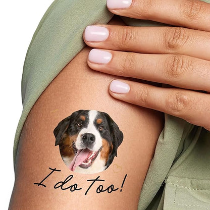 Big Dot of Happiness Custom Photo I Do Too - Pet Wedding Party Favors - Fun Face Temporary Tattoos - Set of 12