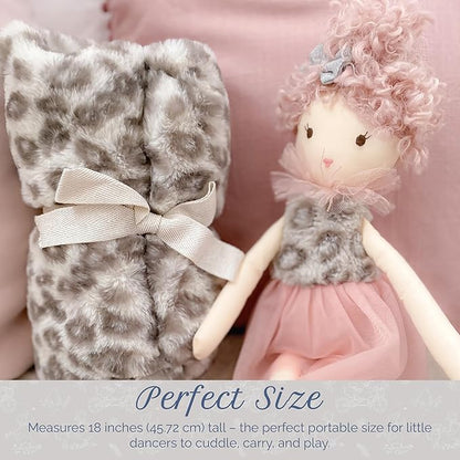 MON AMI Lola Leopard Ballerina Stuffed Doll – 18”, Plush Ballerina Doll for Girls, Use as Toy or Room Decor, Gift for Kids of All Ages