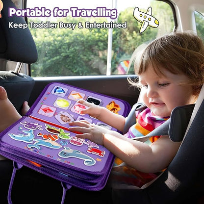 Winblo Toddler Busy Board - Montessori Toys for Toddler Girl Birthday Gift - Busy Book for Toddlers 3-5, Montessori Educational Learning Sensory Travel Activities Toys for Kids Ages 3-5