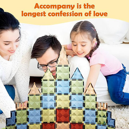 Magnetic Tiles, 4D Colored Window Assembly Puzzle Magnetic Building Blocks Children Educational Toys for Toddlers Kids 3-12 100PCS