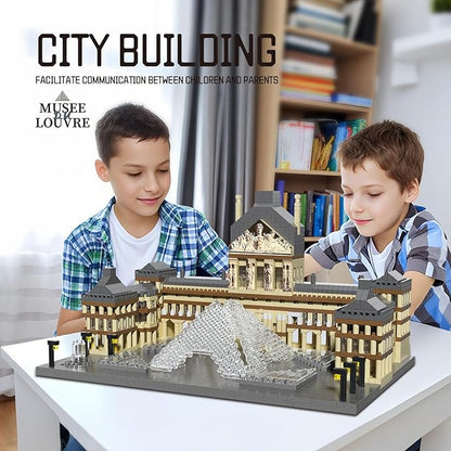 Paris Louvre Museum Building Blocks Iconic Landmark Model Toy for Teens Adults & Collectors 3D Puzzle Set for Educational and Decorative Fun