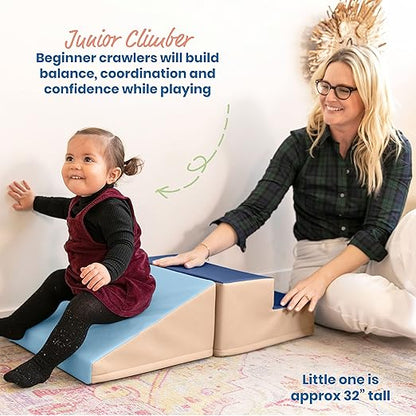 ECR4Kids SoftZone Junior Little Me Climb and Slide, Beginner Climber, Earthtone, 2-Piece