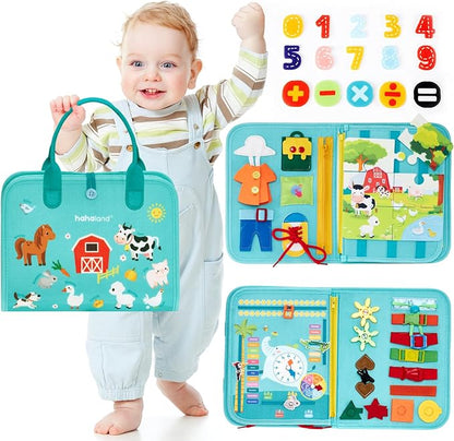 hahaland Busy Board for Toddlers Girls Montessori Toys for 3+ Year Old Farm Animals Preschool Learning Activities Toddler Travel Toys for 3+