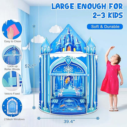 Princess Play Tent,Kids Toys for Girls,Ice Castle Kids Tent Indoor and Outdoor, Large Imaginative Playhouse 51" X 40" with Carrying Bag for 3-12 Years Old Girls Gift