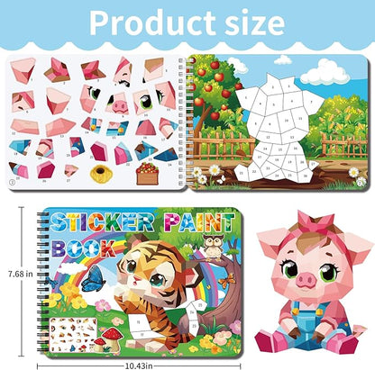 Sticker Paint Books for Kids Ages 4-8,Animals Designs Paint by Stickers,Party Birthday Stickers for Kids Boys Girl
