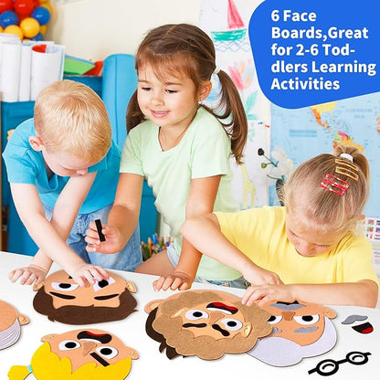 Craftstory 116 Pcs Feeling & Emotions Busy Board Sensory Toys for Toddlers - 6 Family Face Boards Social-Emotional-Learning-Games, Kids Autism Speech Therapy Materials, Gifts for Boys Girls Age 3+