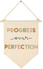 Progress Over Perfection-Teacher Gift-Classroom Wall Decor-Reading Room Nursery Decor-Canvas Hanging Pennant Flag Banner Wall Sign-Positive Affirmation Inspirational Growth Mindset-Mental Health