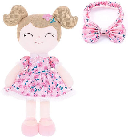Gloveleya Personalized Doll with Your Name - Cute Floral Yellow Custom Soft Plush Doll for Girls Plush Doll Customized Gifts - Muñecas de Trapo Personalizadas para Niñas