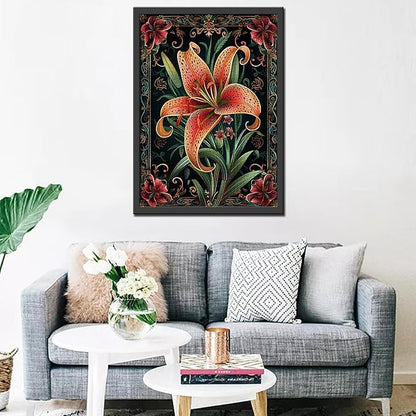 Lily Flower Jigsaw Puzzles for Adults 1000 Pieces,Russian Palekh Style Jigsaw Puzzle 20 x 27 Inches Colorful DIY Puzzles for Home Decoration, Family Puzzle Perfect for Game Nights