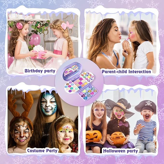 Tomons Kids Makeup Kit for Girl Real Washable Cosmetic Toy Beauty Set , Birthday Toys Gift for 3 4 5 6 7 8 9 10 Year Girls