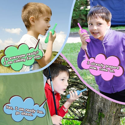 Walkie Talkies for Kids Rechargeable 3 Pack, Providing 48hrs Working Time and Long Range of 3KMs, Best Gift for Kids Aged 3-12 Years (Blue+Green+Purple)