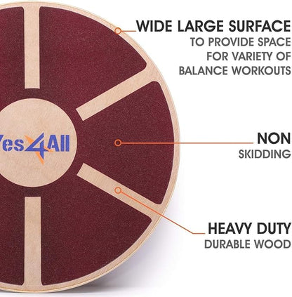 Yes4All Versatile Wooden Wobble Balance Board, Balance Trainer for Mobility Training, Standing Desk, Core Training, Exercise Balance Stability Trainer