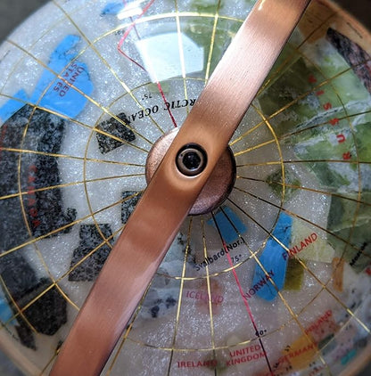 Unique Art 10-Inch Tall Table Top Pearl Ocean Gemstone World Globe with Copper Tripod Stand (150 GT Pearl Copper)