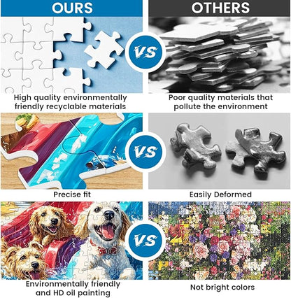 300 Piece Puzzle for Adults,Puppies Jigsaw Puzzles 300 Pieces for Adult Kids Elderly Premium Cardboard Dog Summer Jigsaw Puzzle Challenging Puzzles Game Family Activity Gift Toy 20.5x15in