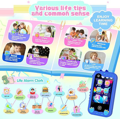 Kids Smart Phone for Girls, Kids Toys Cell Phone 2.8" Touchscreen Toddler Learning Play Toy Phone with Dual Camera, Game, Music Player, 8GB Card Birthday Gifts for Girls Boy Age 4-12 (Blue)