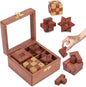 Ajuny Wooden Puzzles Box Set (4 Games) Brain Teaser for Teens & Adults, IQ Test Interlocking 3D Puzzles, Handcrafted Rustic Patio Decor, Unique Gift for Christmas and Birthdays