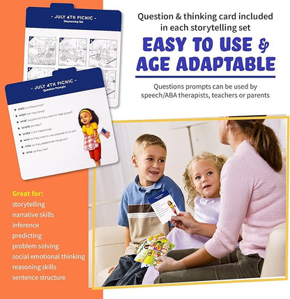 SPARK INNOVATIONS Holiday Tell A Story Cards, Sequencing Game, Speech Therapy Materials, Autism Game, ABA Therapy Materials, Social Skills Games, ESL, ELL