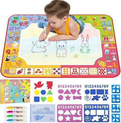 Water Doodle Mat 32 x 24 Inches Kids Water Painting Doodle Drawing Mat Toy Writing Free Coloring Extra Large Magic Educational Toys for Boys Girls Age 3 4 5 6 7 8 Year Old Christmas Birthday Present