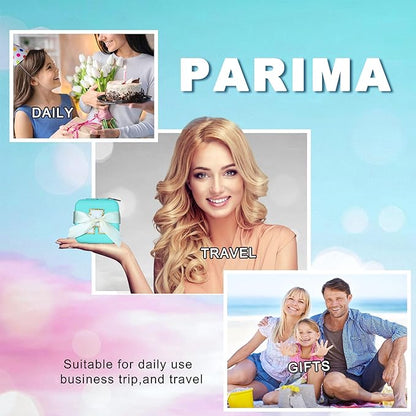 Parima Travel Jewelry Case for Women Girls, H Initial Jewelry Boxes | Small Jewelry Box Organizer | Jewelry Box for Women | Travel Gifts for Girls - Letter V, Blue