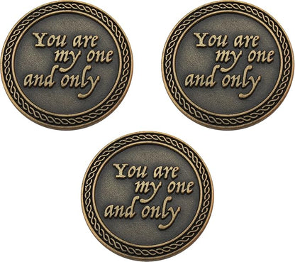 Bulk Set of 3 Romantic Love Expression Coins, You are My One & Only, You Mean The World to Me, Anniversary Pocket Tokens for Date Night, Love Gift for Men & Women, from Him or Her