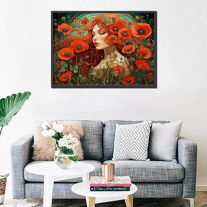 Tucocoo 1000 Piece Jigsaw Puzzles for Adults Red Poppies Painting Jigsaw Puzzle Flowers Woman 1000 Pieces Puzzles for Challenging Family Activity Game Floral Abstract Art DIY Puzzle Wall Decor Gifts