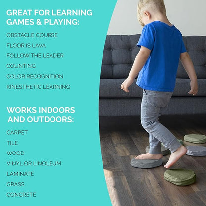 JumpOff Jo - Rocksteady - Balance & Coordination Enhancing Blocks and Stepping Foam Stones, Sensory Toys for Kids - Indoor and Outdoor Obstacle Course