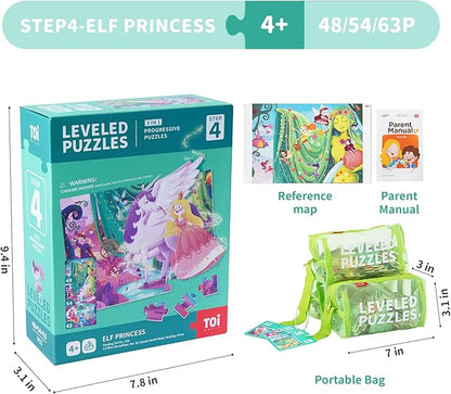 TOI Leveled Puzzles for Kids Aged 3.5 and Up, Toddler Puzzle Preschool Learning Jigsaw Puzzles, Large Pieces Educational Game for Boys Girls, Cognitive Story Step 4