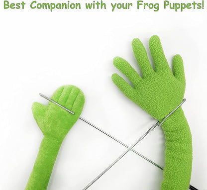 Kermit Frog Puppet with Puppets Control Rod & 50 Pcs Kermit The Frog Puppet Stickers, Hand Kermit Puppet Soft Stuffed Plush Toy for Boys & Girls - 24 Inches